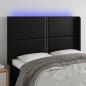 Preview: ARDEBO.de - LED Kopfteil Schwarz 147x16x118/128 cm Kunstleder