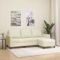 Preview: ARDEBO.de - 3-Sitzer-Sofa mit Hocker Creme 180 cm Kunstleder