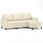 Preview: 3-Sitzer-Sofa mit Hocker Creme 180 cm Kunstleder