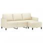 Preview: 3-Sitzer-Sofa mit Hocker Creme 180 cm Kunstleder