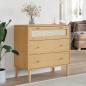 Preview: ARDEBO.de - Schubladenkommode SENJA Rattan-Look Braun 80x40x80 Kiefernholz