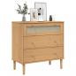 Preview: Schubladenkommode SENJA Rattan-Look Braun 80x40x80 Kiefernholz