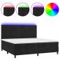 Preview: Boxspringbett mit Matratze & LED Schwarz 200x200 cm Samt