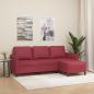 Preview: ARDEBO.de - 3-Sitzer-Sofa mit Hocker Weinrot 180 cm Kunstleder