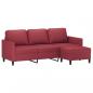 Preview: 3-Sitzer-Sofa mit Hocker Weinrot 180 cm Kunstleder