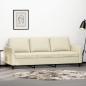 Preview: ARDEBO.de - 3-Sitzer-Sofa Creme 180 cm Kunstleder