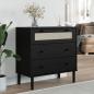 Preview: ARDEBO.de - Schubladenkommode SENJA Rattan-Look Schwarz 80x40x80 Kieferholz