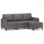 Preview: 3-Sitzer-Sofa mit Hocker Grau 180 cm Kunstleder