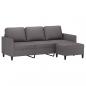 Preview: 3-Sitzer-Sofa mit Hocker Grau 180 cm Kunstleder