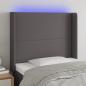 Preview: ARDEBO.de - LED Kopfteil Grau 93x16x118/128 cm Kunstleder