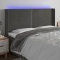 Preview: ARDEBO.de - LED Kopfteil Dunkelgrau 203x16x118/128 cm Samt