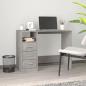 Preview: ARDEBO.de - Schreibtisch mit Schubladen Betongrau 102x50x76cm Holzwerkstoff