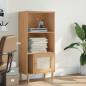 Preview: ARDEBO.de - Bücherschrank SENJA Rattan-Look Braun 60x35x130 cm Kiefernholz