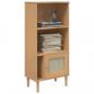 Preview: Bücherschrank SENJA Rattan-Look Braun 60x35x130 cm Kiefernholz