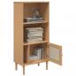 Preview: Bücherschrank SENJA Rattan-Look Braun 60x35x130 cm Kiefernholz