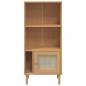 Preview: Bücherschrank SENJA Rattan-Look Braun 60x35x130 cm Kiefernholz