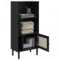 Preview: Bücherschrank SENJA Rattan-Look Schwarz 60x35x130cm Kiefernholz