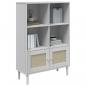 Preview: Bücherschrank SENJA Rattan-Look Weiß 90x35x130 cm Kiefernholz