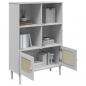 Preview: Bücherschrank SENJA Rattan-Look Weiß 90x35x130 cm Kiefernholz