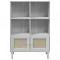 Preview: Bücherschrank SENJA Rattan-Look Weiß 90x35x130 cm Kiefernholz