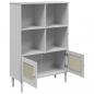 Preview: Bücherschrank SENJA Rattan-Look Weiß 90x35x130 cm Kiefernholz