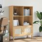 Preview: ARDEBO.de - Bücherschrank SENJA Rattan-Look Braun 90x35x130 cm Kiefernholz