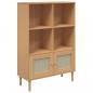 Preview: Bücherschrank SENJA Rattan-Look Braun 90x35x130 cm Kiefernholz