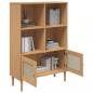 Preview: Bücherschrank SENJA Rattan-Look Braun 90x35x130 cm Kiefernholz