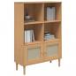 Preview: Bücherschrank SENJA Rattan-Look Braun 90x35x130 cm Kiefernholz