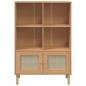 Preview: Bücherschrank SENJA Rattan-Look Braun 90x35x130 cm Kiefernholz