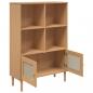 Preview: Bücherschrank SENJA Rattan-Look Braun 90x35x130 cm Kiefernholz