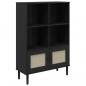 Preview: Bücherschrank SENJA Rattan-Look Schwarz 90x35x130cm Kiefernholz