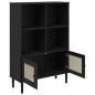 Preview: Bücherschrank SENJA Rattan-Look Schwarz 90x35x130cm Kiefernholz