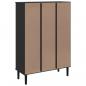 Preview: Bücherschrank SENJA Rattan-Look Schwarz 90x35x130cm Kiefernholz