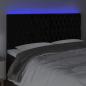 Preview: LED Kopfteil Schwarz 180x7x118/128 cm Samt