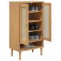 Preview: Schuhschrank SENJA Rattan-Optik Braun 59,5x35x107cm Kiefernholz