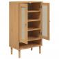 Preview: Schuhschrank SENJA Rattan-Optik Braun 59,5x35x107cm Kiefernholz