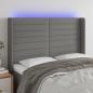 Preview: ARDEBO.de - LED Kopfteil Dunkelgrau 147x16x118/128 cm Stoff