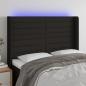 Preview: ARDEBO.de - LED Kopfteil Schwarz 147x16x118/128 cm Stoff