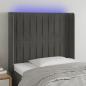 Preview: ARDEBO.de - LED Kopfteil Dunkelgrau 83x16x118/128 cm Samt