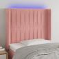 Preview: ARDEBO.de - LED Kopfteil Rosa 83x16x118/128 cm Samt