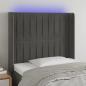 Preview: ARDEBO.de - LED Kopfteil Dunkelgrau 93x16x118/128 cm Samt