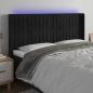 Preview: ARDEBO.de - LED Kopfteil Schwarz 203x16x118/128 cm Samt