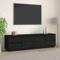 Preview: ARDEBO.de - TV-Schrank Schwarz 176x37x47,5 cm Massivholz Kiefer