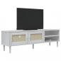 Preview: TV-Schrank SENJA Rattan-Optik Weiß 158x40x49cm Kiefernholz