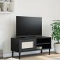 Preview: ARDEBO.de - TV-Schrank SENJA Rattan-Optik Schwarz 106x40x49 cm Kiefernholz