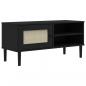 Preview: TV-Schrank SENJA Rattan-Optik Schwarz 106x40x49 cm Kiefernholz