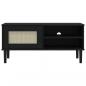 Preview: TV-Schrank SENJA Rattan-Optik Schwarz 106x40x49 cm Kiefernholz