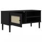 Preview: TV-Schrank SENJA Rattan-Optik Schwarz 106x40x49 cm Kiefernholz