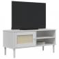 Preview: TV-Schrank SENJA Rattan-Optik Weiß 106x40x49 cm Kiefernholz